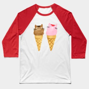 Ice Cream Cat Cones Baseball T-Shirt